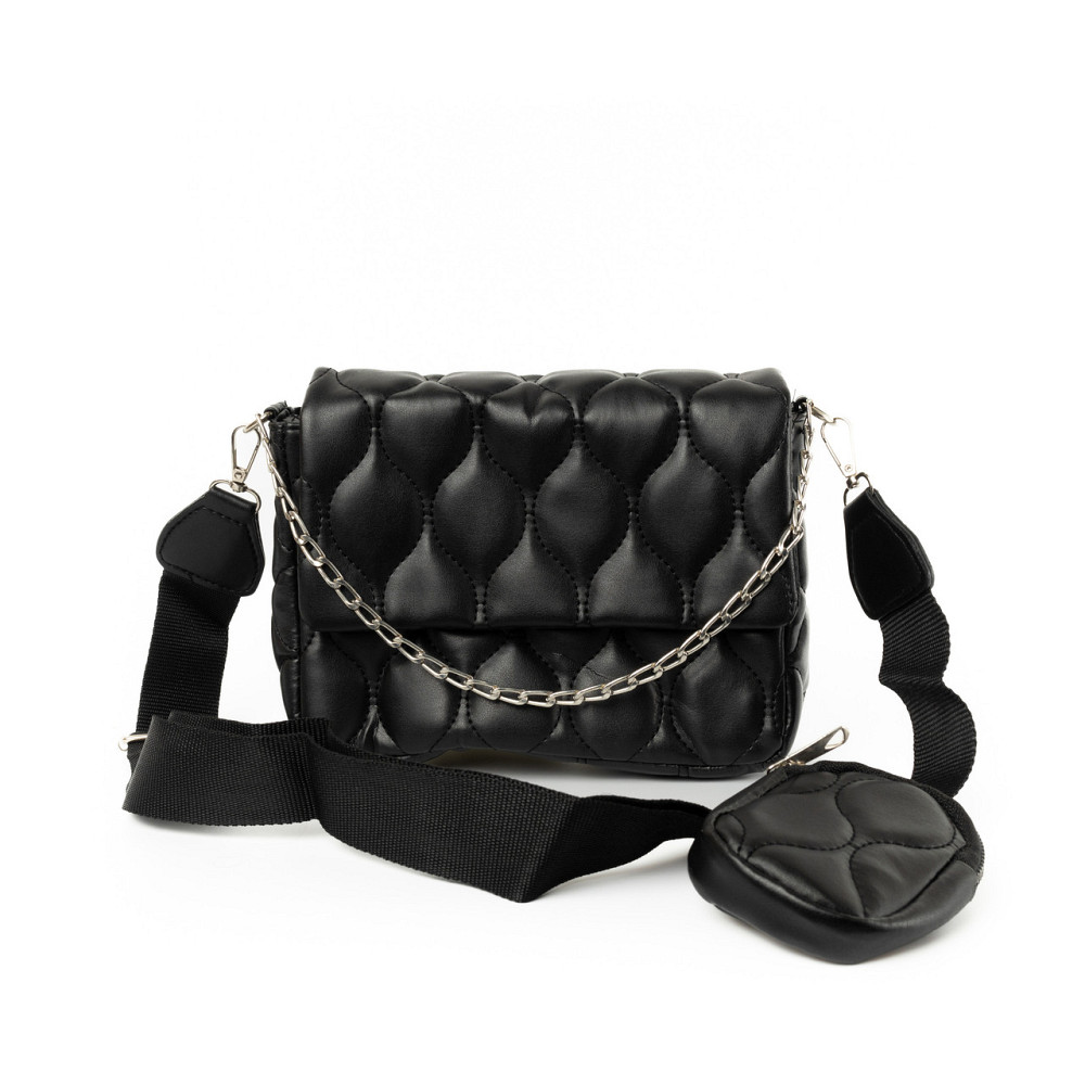 Сумка женская через плечо со стеганым узором, модная сумочка с цепочкой и ремешком, Черный Каменец-Подольский - изображение 2