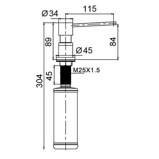 Дозатор для мийного засобу врізний Koer SDB-01-05 300 мл (колір чорний) (KR5626) Київ