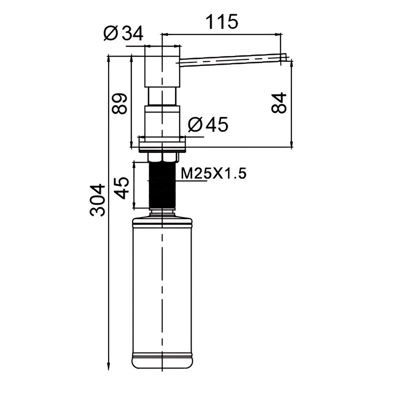 Дозатор для мийного засобу врізний Koer SDB-01-05 300 мл (колір чорний) (KR5626) Київ - фото 4
