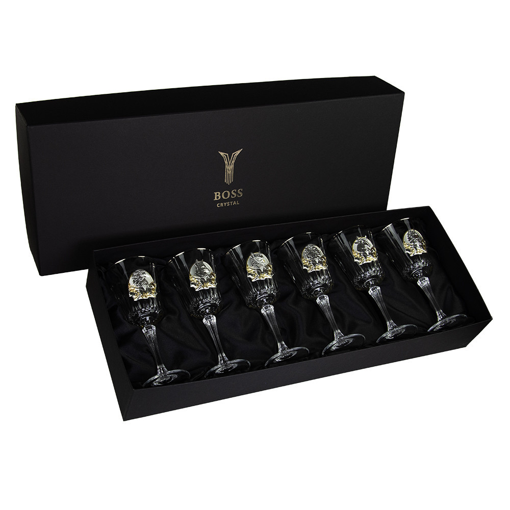 Набор для вина и воды Сенатор Boss Crystal (6 бокалов) хрусталь декорирован платиной, серебром и золотом Киев - изображение 1