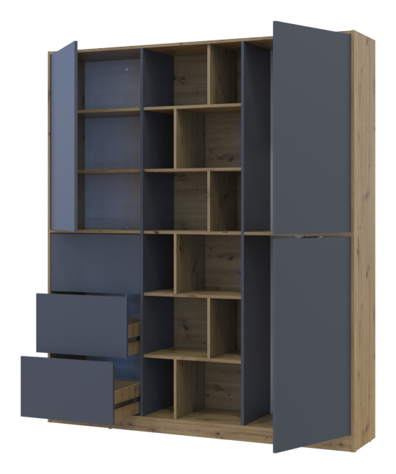 Шкаф для одежды Doros Морган Дуб Артизан/Графит ДСП/Ящики 180х38.5х210 DRS-011612 (42002256) Львов - изображение 5