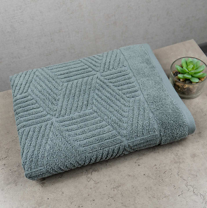 Комплект махровых полотенец Уельс 3шт GM Textile 50х90см, 50х90см, 70х140см 500г/м2 (Темно-Мятный) Сумы - изображение 5