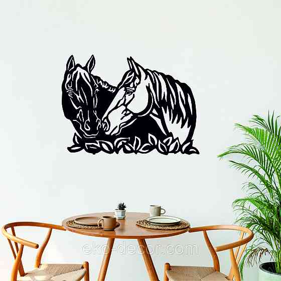 Декоративное настенное Панно «Коні»  Декор на стену 90*66 см, Черный Киев