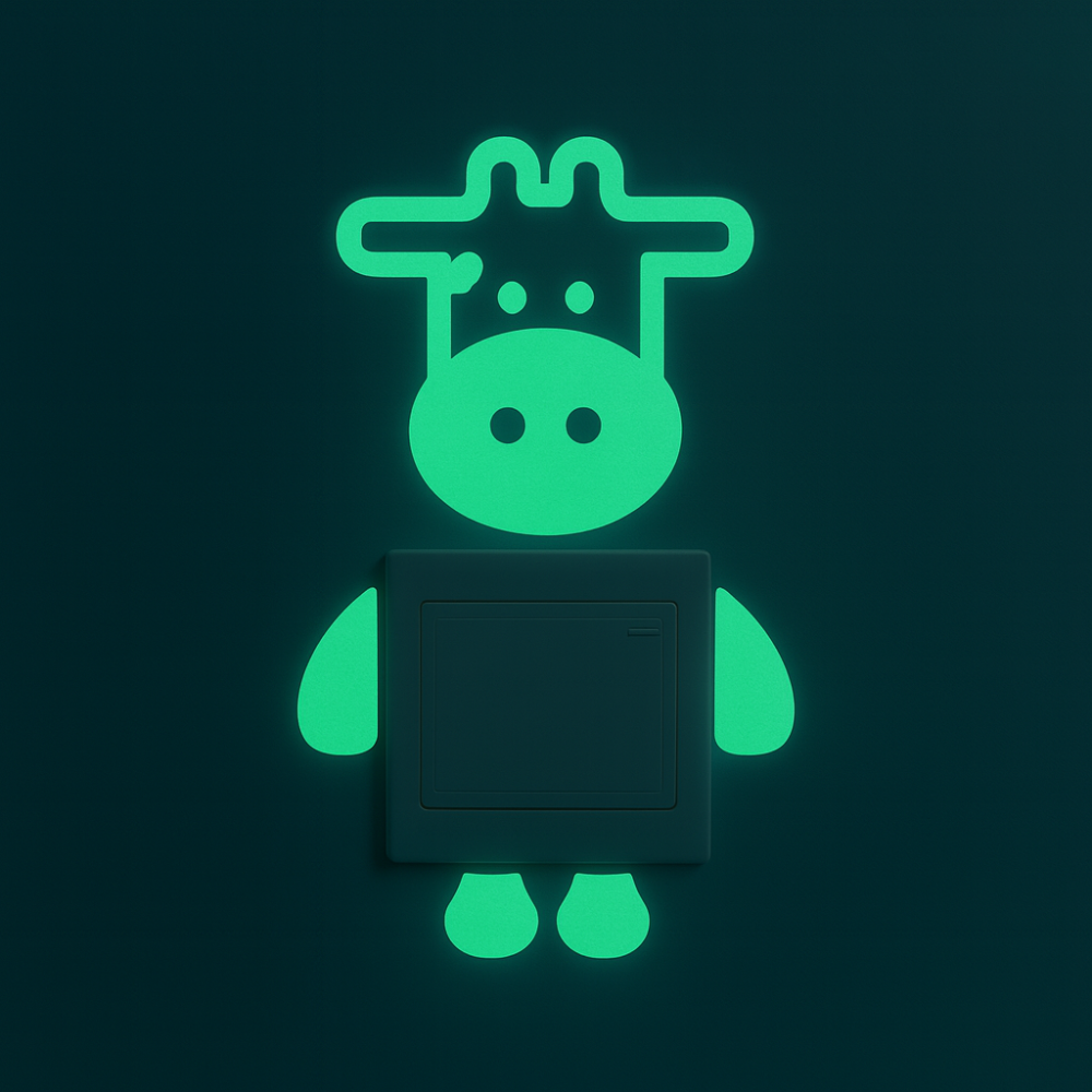 Фосфорна наклейка Корова 12 на 13 см салатовий Київ - фото 1