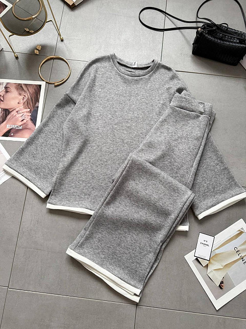 Женский базовый теплый костюм двойка качественная турецкая ангора double Серый, 46/48 Одесса - изображение 3