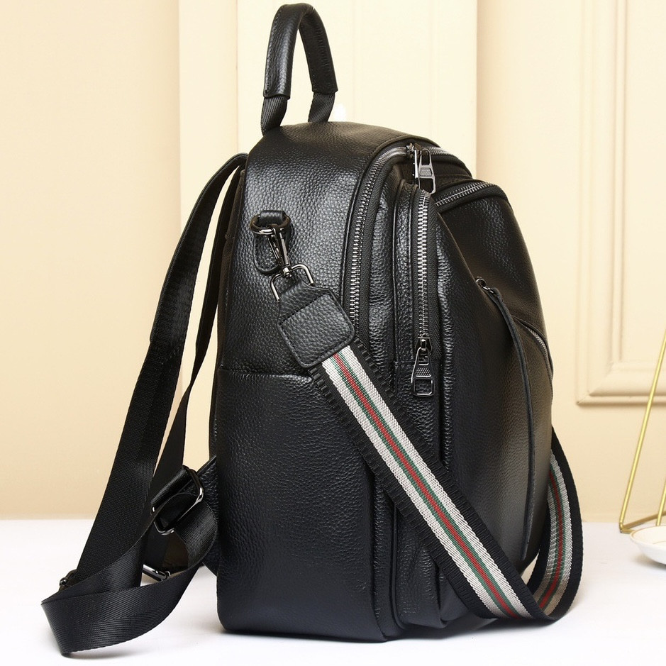 Стильна чорна жіноча сумка-рюкзак з натуральної шкіри Київ - фото 5