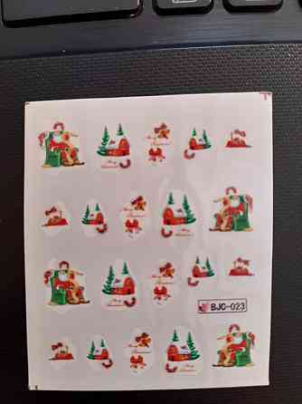 Новогодние наклейки на ногти Дед Мороз - размер наклейки 5*6см, инструкция есть в описании товара Киев