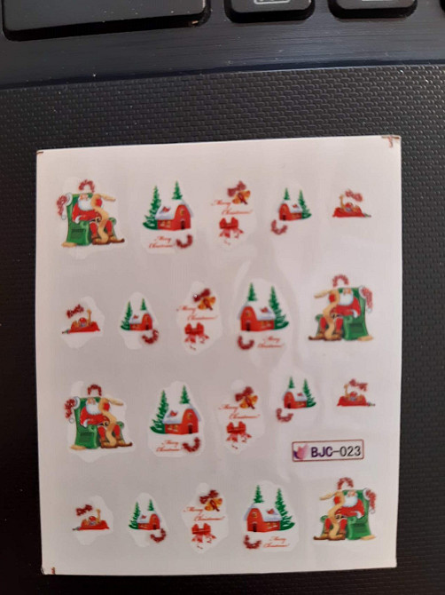 Новогодние наклейки на ногти Дед Мороз - размер наклейки 5*6см, инструкция есть в описании товара Киев - изображение 2