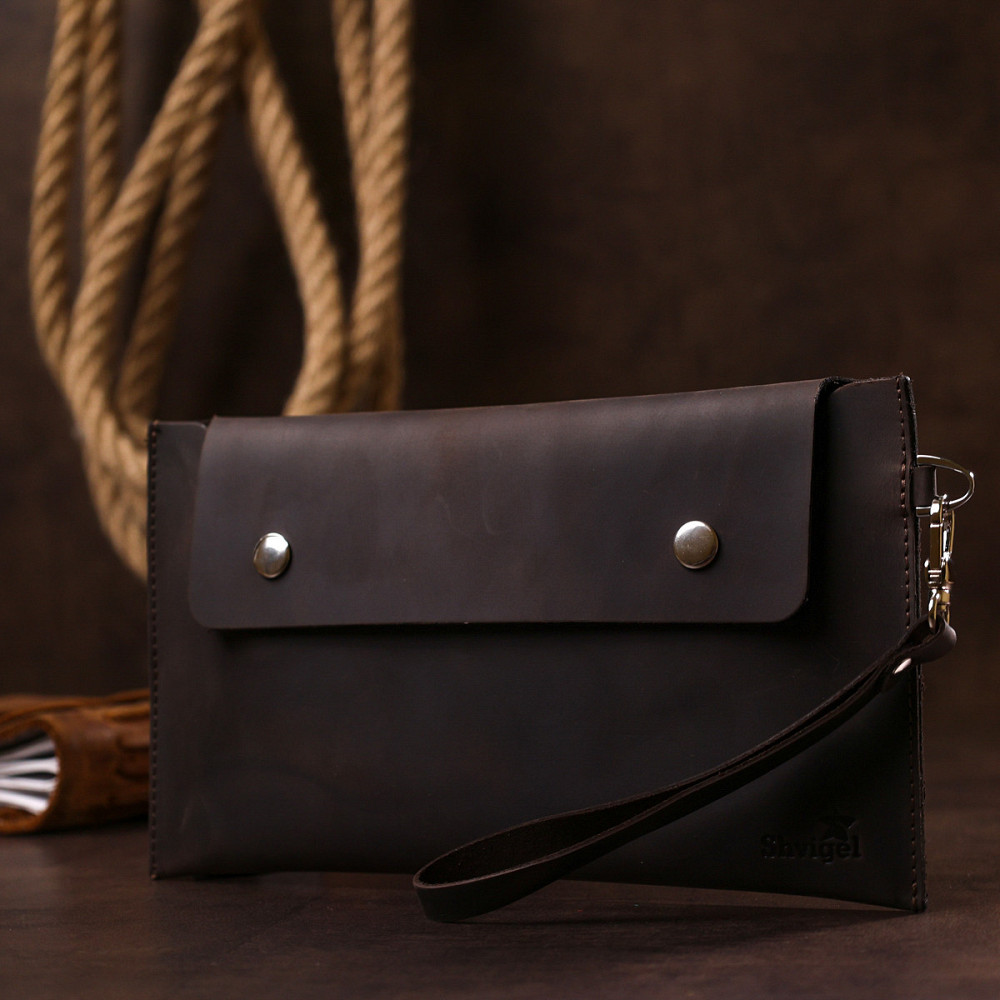 Шкіряна вінтажна тревел-косметичка Shvigel 16428 Коричневий Київ - фото 3