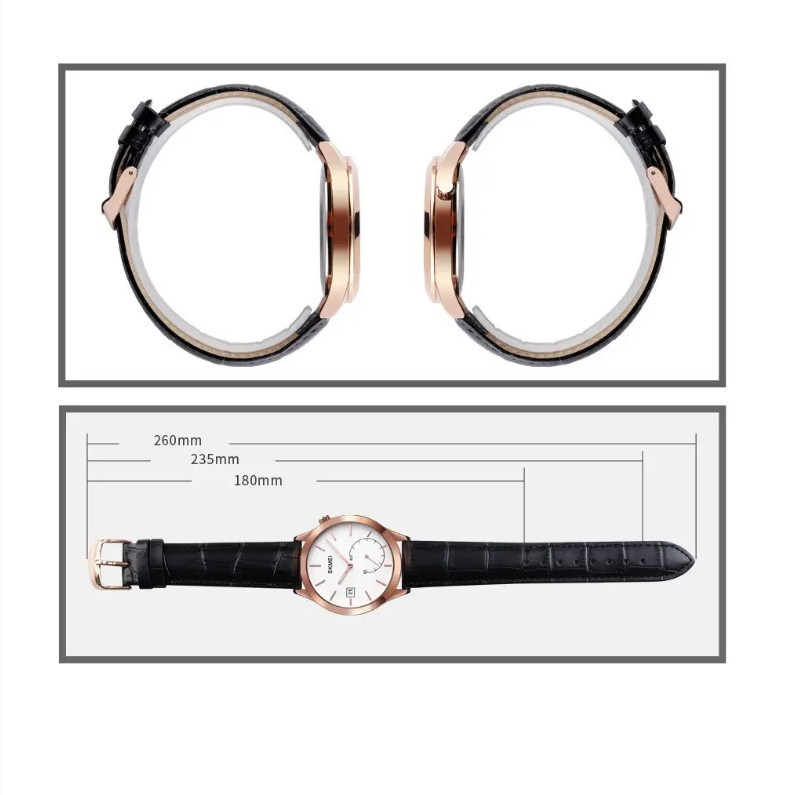 Чоловічий кварцовий годинник Skmei 1581 Prestige чорні з рожевим Київ - фото 5