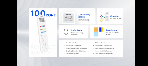 Miboxer Пульт керування 100-зонний білий White/TUNABLE WHITE/RGB/RGBW/CCT RF 2.4G Mi Light Київ