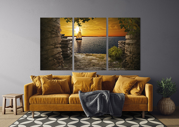 Модульная картина в гостиную / спальню  Човен в морі     ART-312_3A 70х130 см Киев - изображение 3