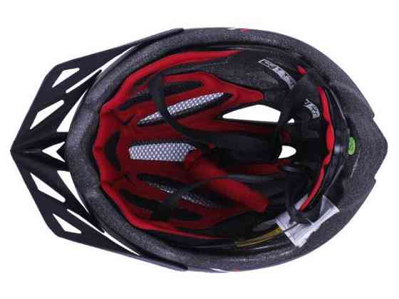 Шлем велосипедный H-093 с черным козырьком, габаритным фонарем (черный с красным, size L) Мукачево