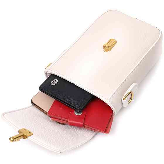 Шкіряна сумка вертикального формату з клапаном Vintage 22309 Біла Київ