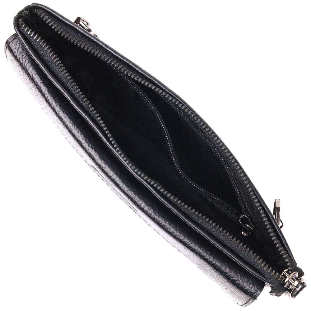 Чоловічий стильний клатч із натуральної шкіри CANPELLINI 21551 Чорний Київ - фото 4