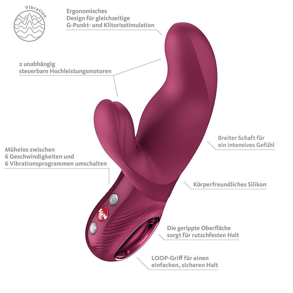 Вібратор-кролик Fun Factory MISS BI Wine Red, 2 незалежні мотори, діаметр 4,2 см Sex Aura Київ - фото 8