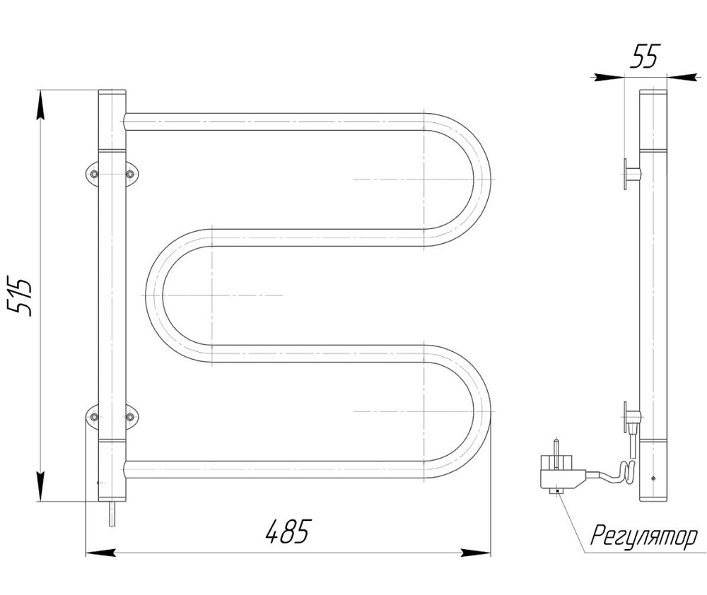 Электрический полотенцесушитель Mario Лассо-I 515х485/55 поворотный Киев - изображение 4