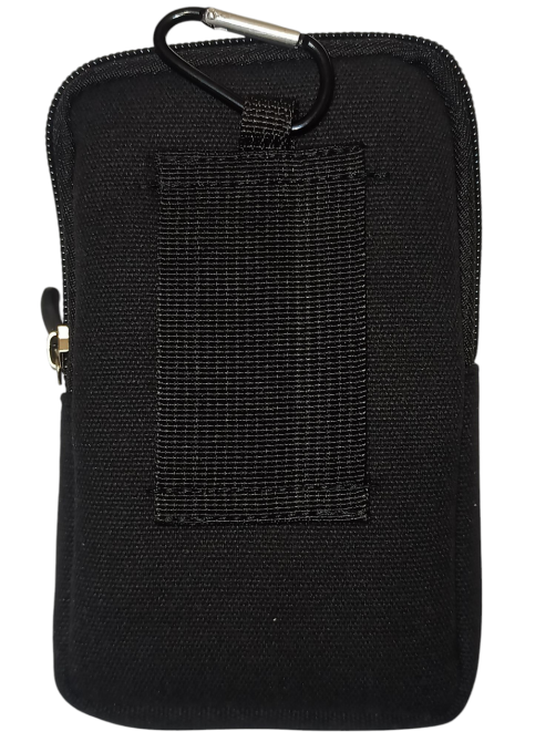 Мужская поясная сумка с карабином 2 кармана 18 на 10 см черный Киев - изображение 10