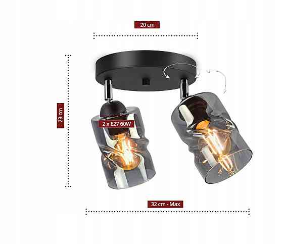 SIRIUS Люстра декоративна Sirius S4944-2 BK+SM з поворотнім механізмом Київ