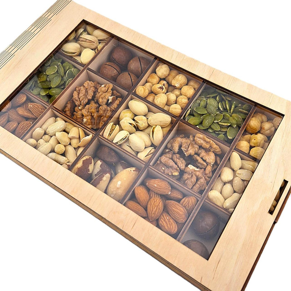 Подарунковий набір горіхів у дерев'яній коробочці 500 грамів. Одеса - фото 6