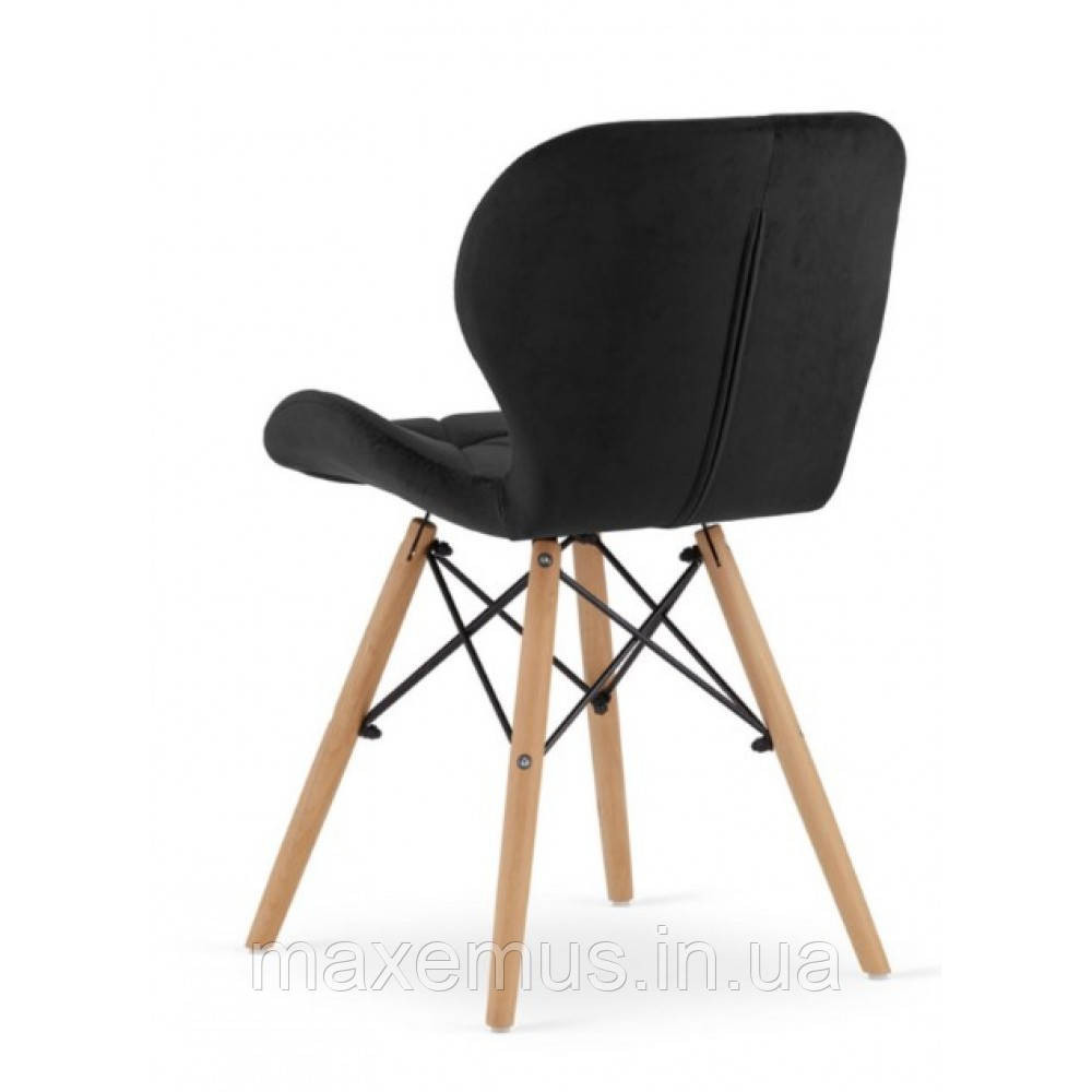 Кухонний стілець В-531 велюр м'який табурет на ніжках в вітальню обідній стілець на кухню чорний Мостиська - фото 4