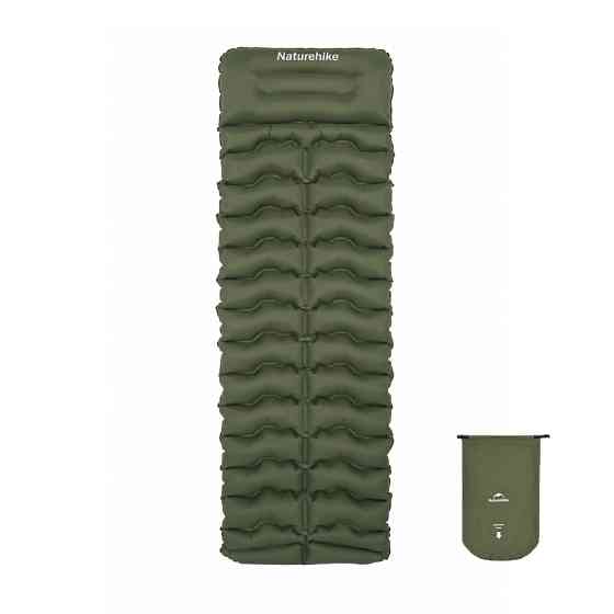 Матрац туристичний надувний одномісний Naturehike CNK2550WS019, 200x60x9.5 см, зелений, прямокутний із мішком для надування Київ
