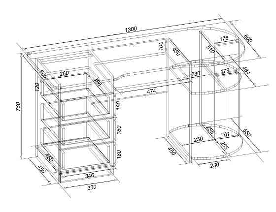 Стіл письмовий СКП-2 №11, Самоа Димчастий, 1300/600/760 Львів