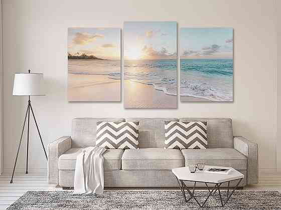 Модульная картина в гостиную / спальню  Пляж  Art-677_3 70x130 см Киев