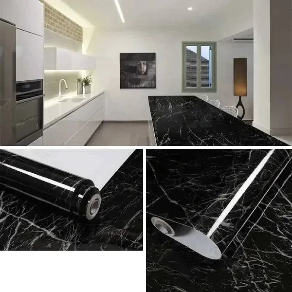 Декоративная пленка самоклеящаяся 3×0.6 м Черный мрамор – обновление мебели и интерьера Одесса - изображение 2