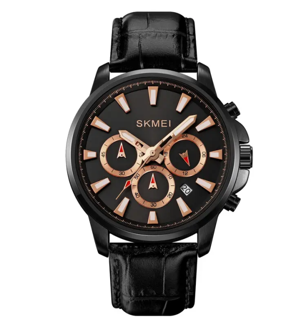 Мужские наручные часы Skmei 2071 с ремешком из эко-кожи (Черный) Винница - изображение 1