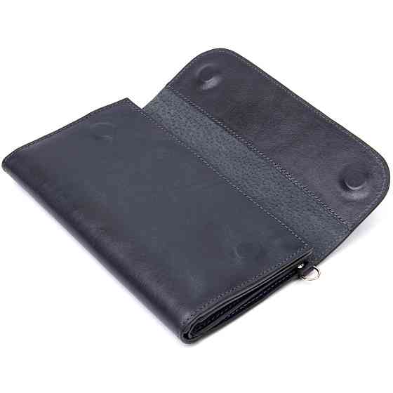 Стильний чоловічий клатч з натуральної шкіри Темно-синій (GRANDE PELLE) Київ