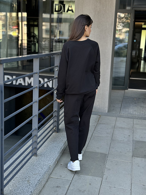 Світшот жіночий з принтом тризуб Чорний 50/52 Харків - фото 6