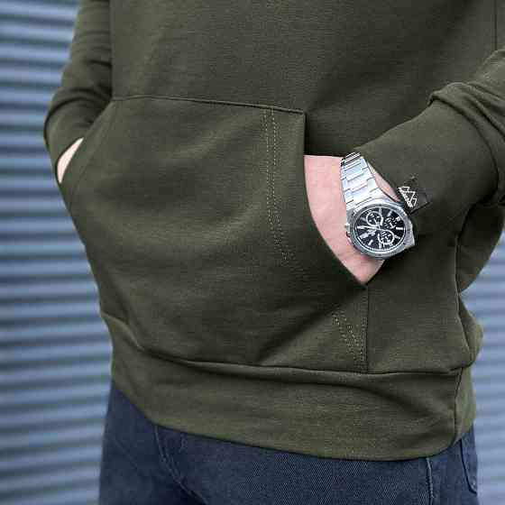 Чоловіче демісезонне худі з капюшоном світлий хакі Pobedov 001 Київ