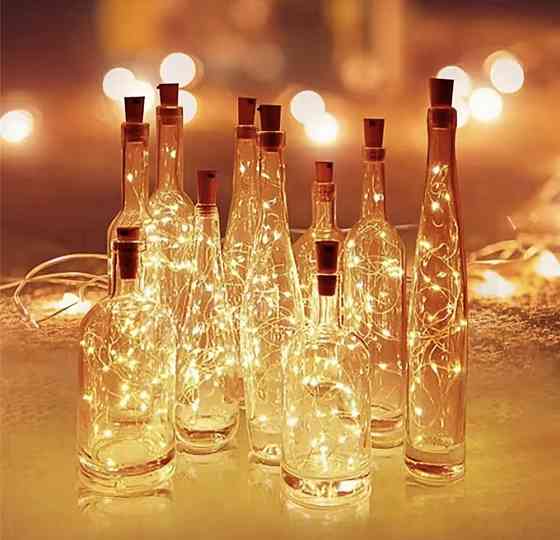 Гірлянда Роса 2 м 20 led на батарейках для пляшки (Теплий білий) Смела