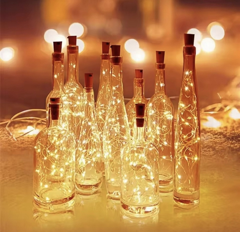 Гірлянда Роса 2 м 20 led на батарейках для пляшки (Теплий білий) Сміла - фото 4