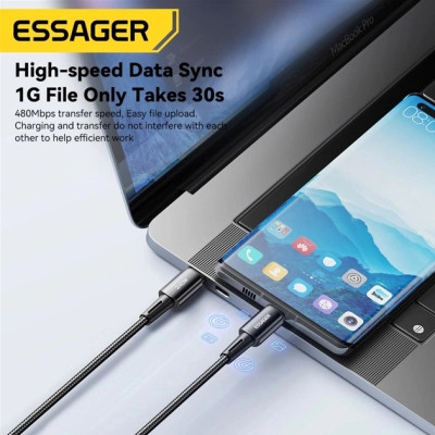 Дата кабель USB-C to USB-C 1.0m 240W Essager (EXCTT3-CG0G-P) Вінниця - фото 7