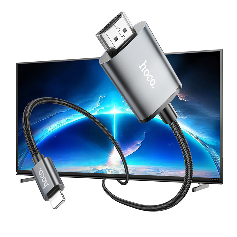 Перехідник HOCO UA27 HD on-screen cable iP to HDTV Metal Gray Одеса - фото 7