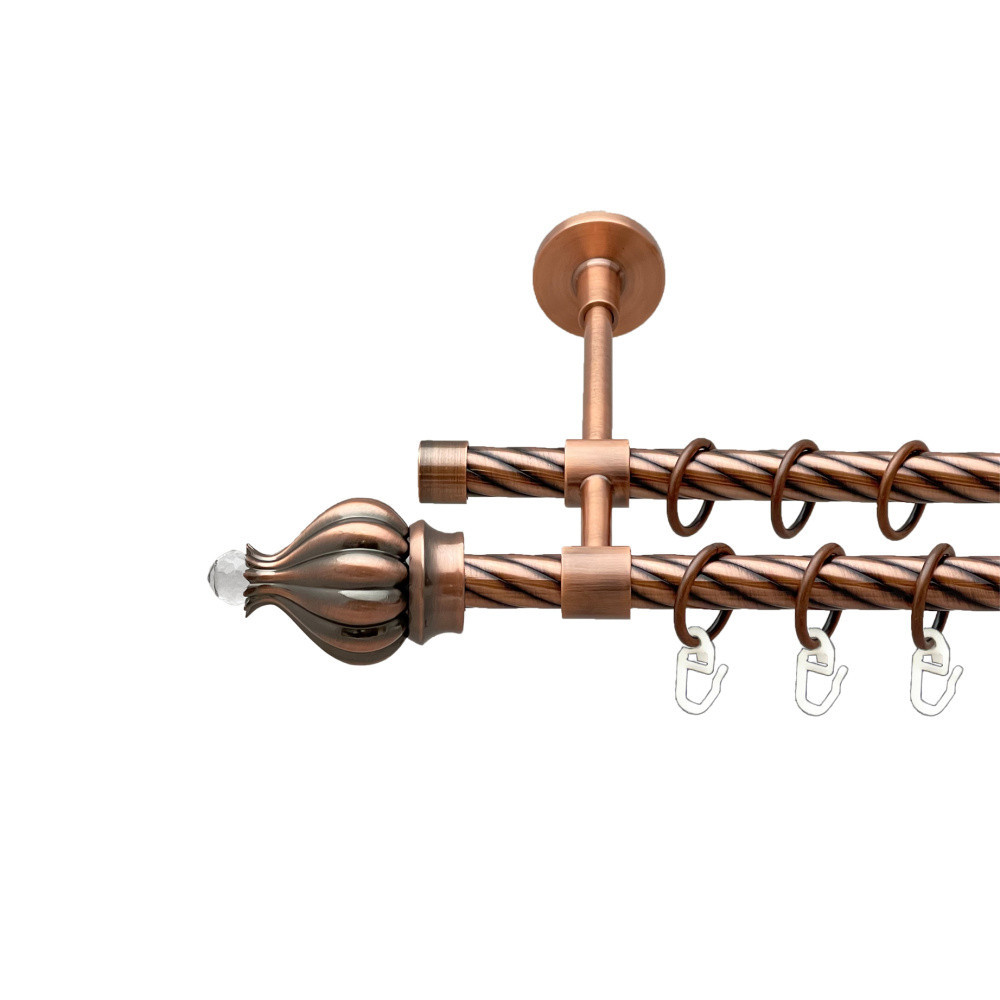 Карниз Orvit Таджа-Кристал металевий дворядний закритий скручена труба кільце металеве Мідь 16\16 мм 300 см (00-00025362) Львів - фото 1