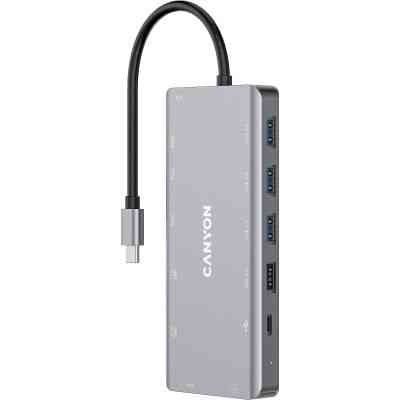 Порт-реплікатор Canyon DS-12, 13 in 1 USB-C hub, 2*HDMI, Gigabit Ethernet, VGA, 3*USB3.0, PD/100W, 3.5mm audio jack (CNS-TDS12) Вінниця