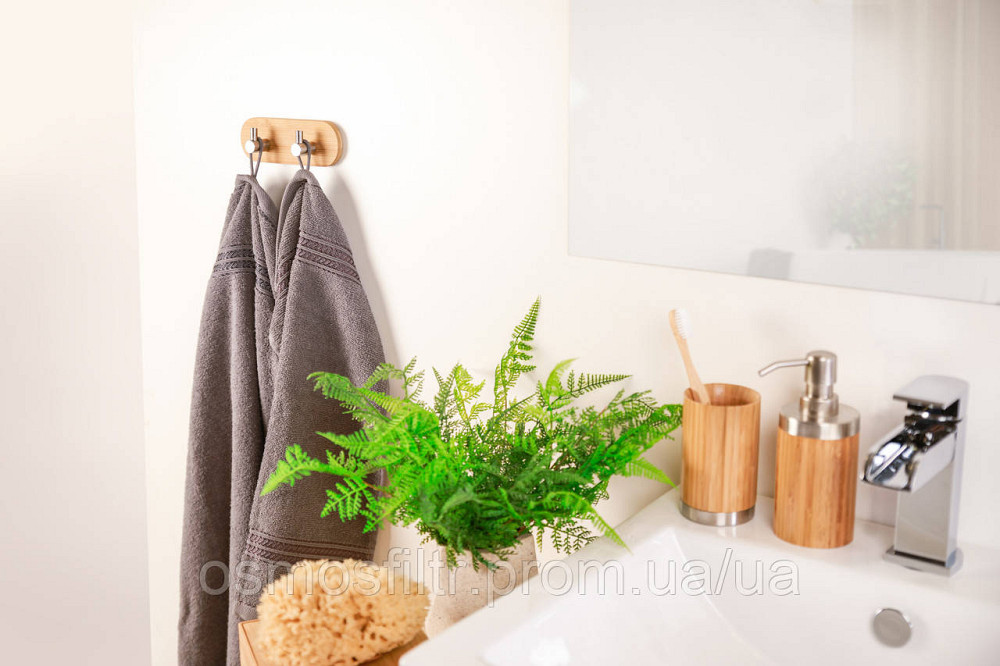 Планка Axentia Бонья самокл. с 2 крючками 15х5х3 см нерж бамбук (133878) Киев - изображение 8