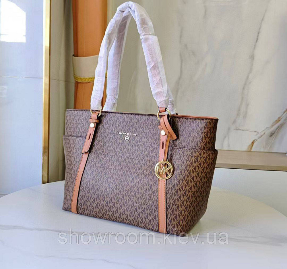 Женская сумка шоппер Michael Kors (55007) Lux коричневая Киев - изображение 2