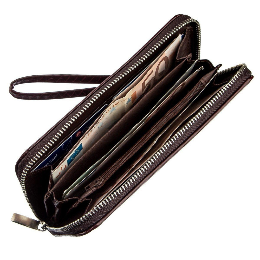 Кошелек женский на одну молнию из экокожи гладкий KIVI 19038 Коричневый Киев - изображение 3