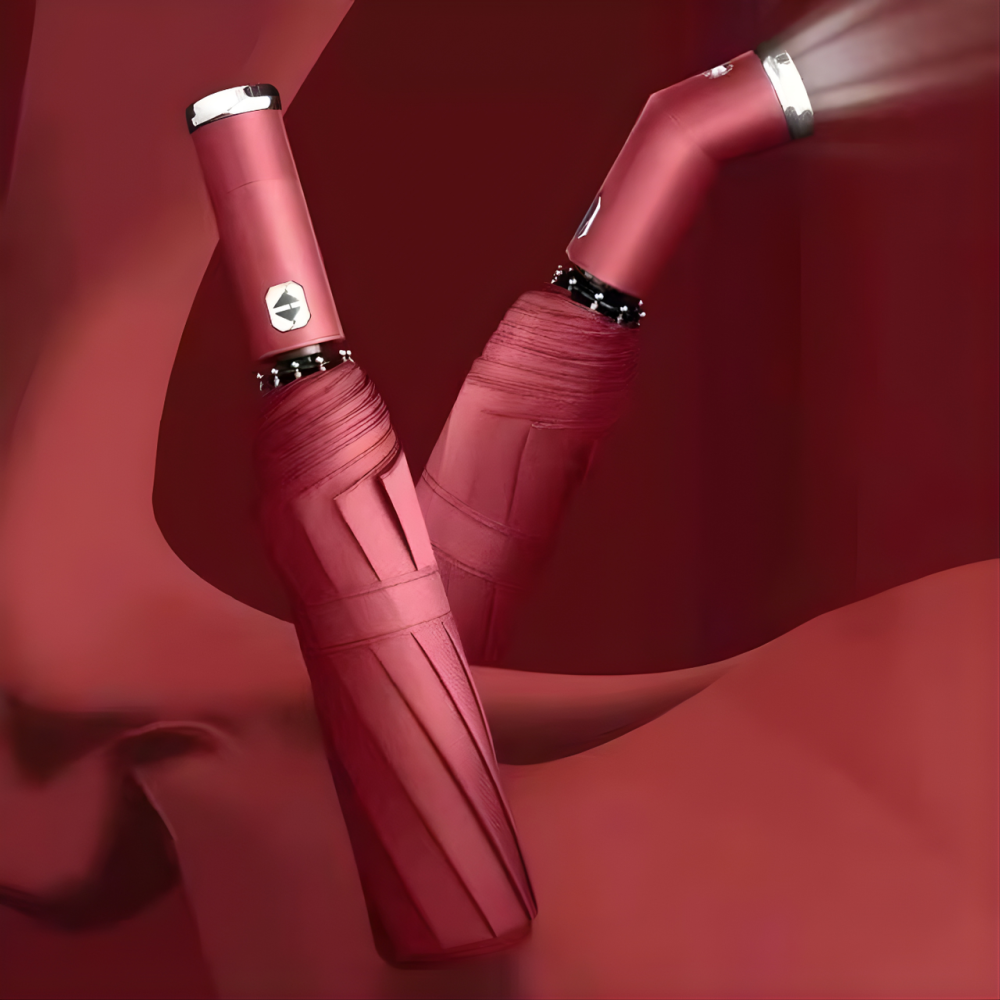 Зонт 98 см с Led-фонариком от дождя, солнца, диаметр, зонт автоматический,10 спиц, красный Каменец-Подольский - изображение 2