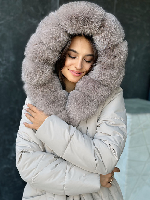 Зимовий пуховик із хутром жіночий Бежевий 2XL Харків - фото 7