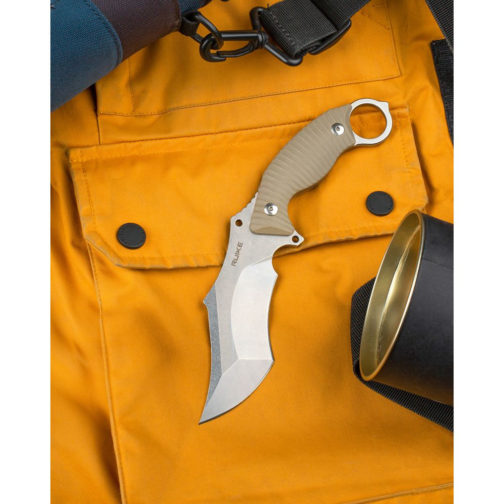 Ніж фіксований мисливський Ruike F181-W, (11.5 см) 14C28N / G10 пісочний Киев - изображение 8