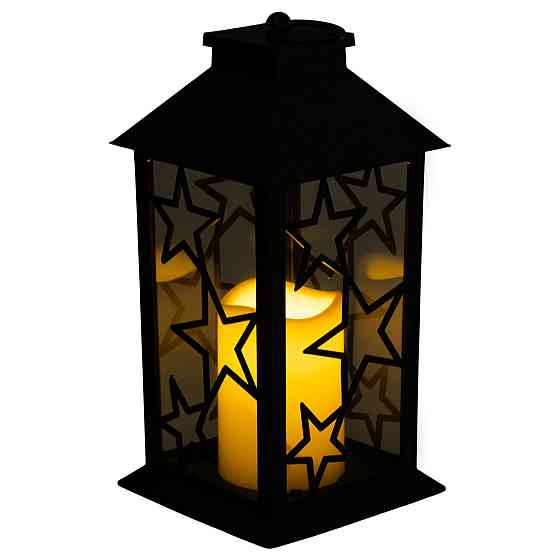 Ліхтар декоративний 14×14×30 (см) підвісний з LED підсвічуванням Чорний CR-3-2 Київ