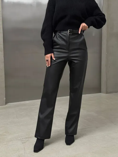 Женские кожаные брюки Palazzo теплые на флисе Харьков - изображение 4