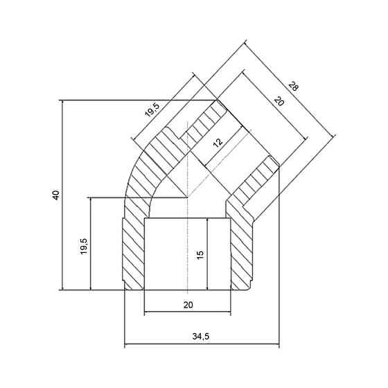 Куточок PPR Blue Ocean 20, 45° ВН Київ