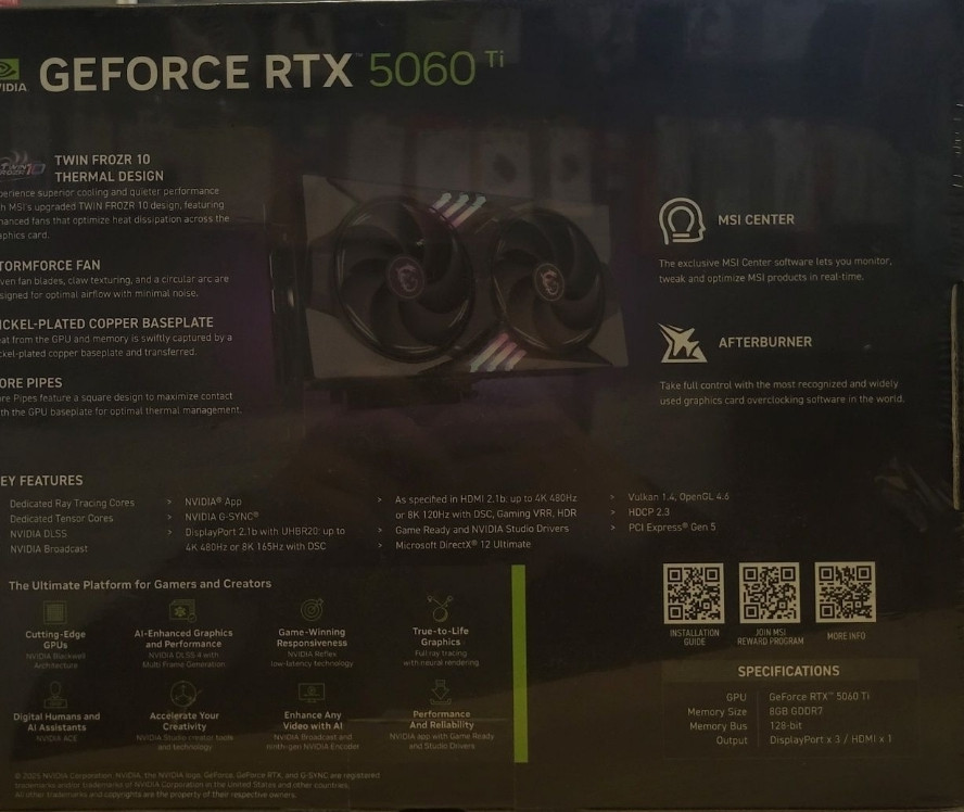 MSI GeForce RTX 5060Ti 8GB Gaming OC G506T-8GC Новые! Харьков - изображение 1