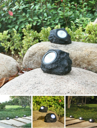 Садовий світильник на сонячній батареї Garden Light Stone: декоративний ліхтар-камінь для газону та доріжок Одеса